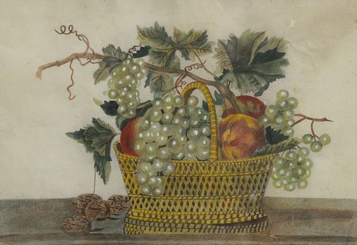 WATERCOLOR STILL LIFE, BASKET WITH