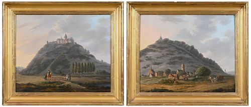 TWO CONTINENTAL SCHOOL PAINTINGS 19th 37a21a
