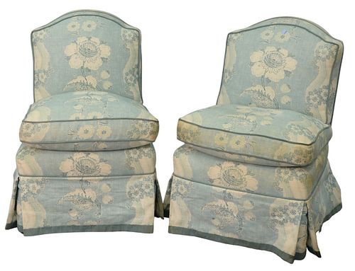 PAIR CUSTOM UPHOLSTERED SIDE CHAIRS,