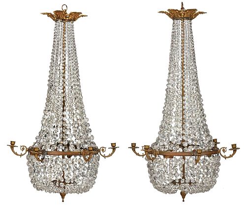 PAIR OF BRONZE AND CRYSTAL BASKET 37a23f