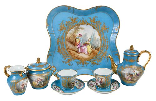 EIGHT PIECE SEVRES PORCELAIN TETE 37a269