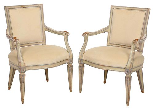 PAIR LOUIS XVI STYLE PAINTED AND