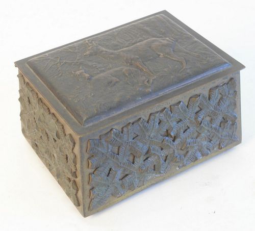 BRONZE BOX WITH HINGED LID TOP 37a29b