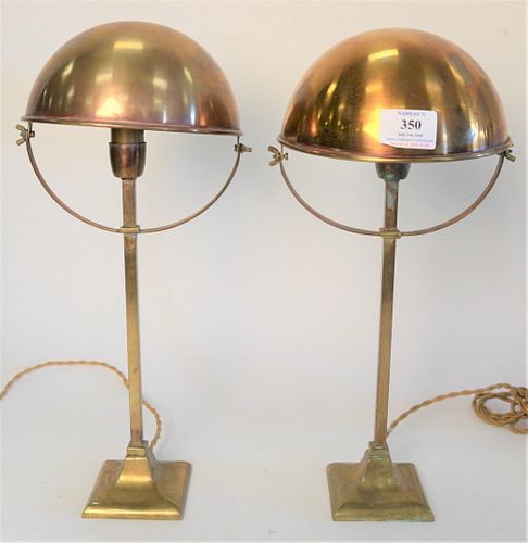 PAIR OF BRASS TABLE LAMPS, WITH