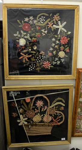 PAIR OF SHADOW BOX FRAMED WOOLWORKS  37a2c4