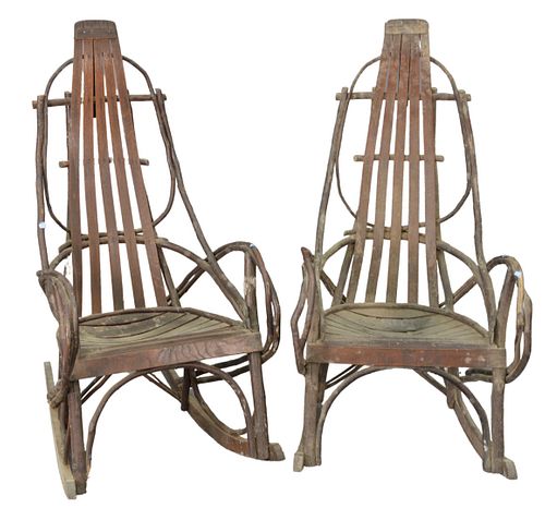PAIR OF ADIRONDACK STYLE ROCKING 37a2be