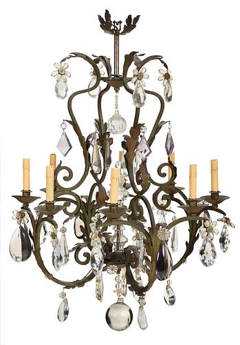 VENETIAN STYLE WROUGHT IRON CRYSTAL