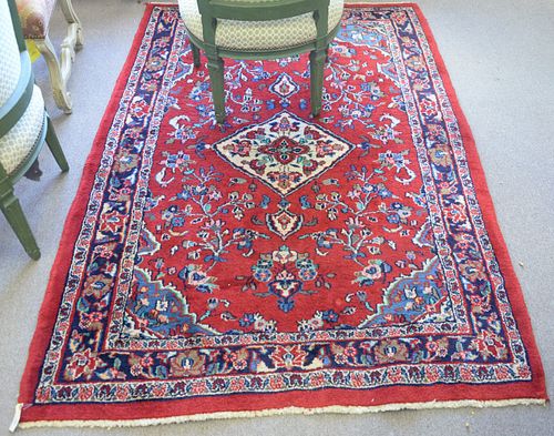 ORIENTAL THROW RUG, 4' 7" X 6'