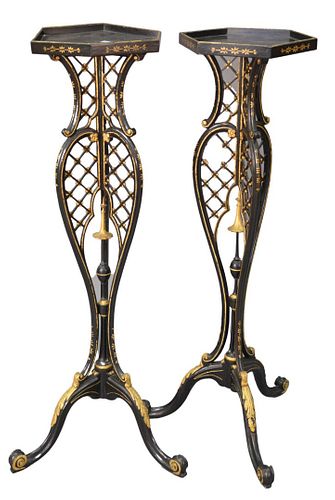 PAIR OF VICTORIAN BLACK LACQUERED 37a314