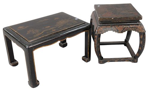 TWO BLACK LACQUERED CHINOISERIE 37a324
