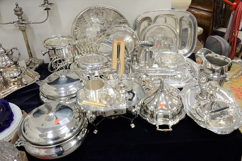 LARGE GROUP OF SILVER PLATE TO