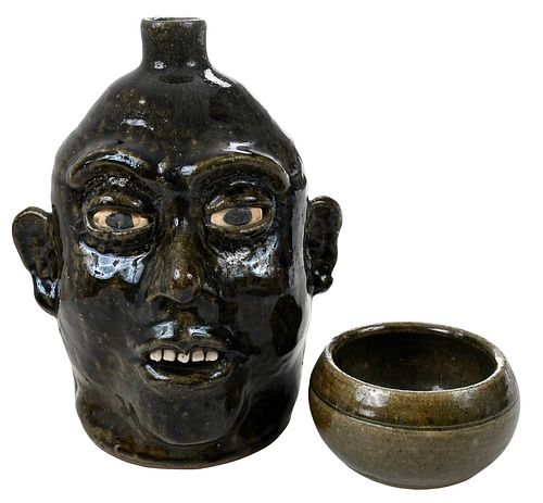 LANIER MEADERS FACE JUG, AND SMALL