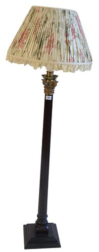 COLUMN WOOD FLOOR LAMP WITH BRONZE