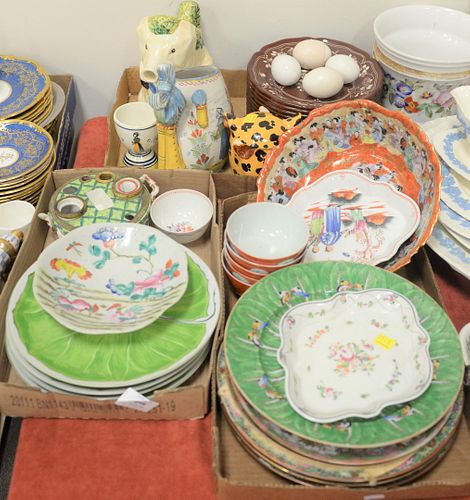 THREE TRAY LOTS OF PORCELAIN, TO