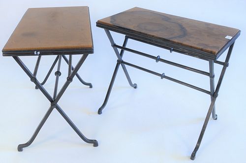 PAIR OF IRON RECTANGLE TABLES WITH