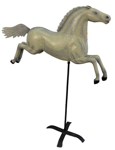 METAL HORSE FIGURE ON METAL STAND,