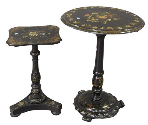 TWO VICTORIAN BLACK LACQUERED STANDS  37a3d7