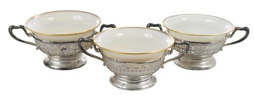 TWELVE STERLING AND LENOX CREAM SOUPSAmerican,