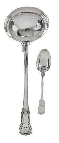 GEORGE III ENGLISH SILVER LADLE AND