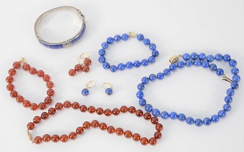 NINE PIECE SET, TO INCLUDE LAPIS NECKLACE;