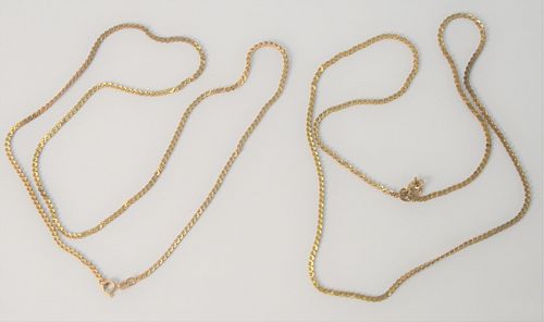TWO 18 KARAT GOLD CHAINS, 23 INCHES