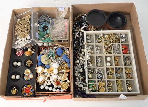 TWO BOX LOTS OF COSTUME JEWELRY,