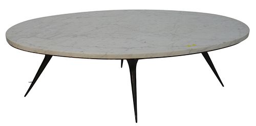 1950'S OVAL MARBLE TOP COFFEE OR