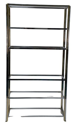 CHROME BRASS AND GLASS ETAGERE  37a49c