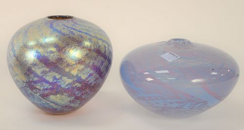 TWO ART GLASS VASES IRIDESCENT 37a4db