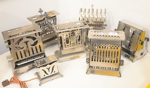 A GROUP OF SEVEN VINTAGE TOASTERS,