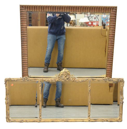 TWO LARGE CONTEMPORARY FRAMED MIRRORS  37a521