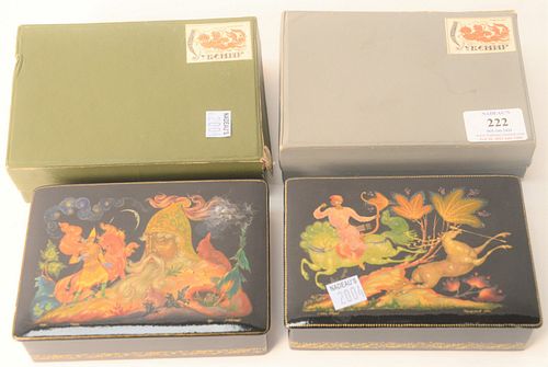 TWO RUSSIAN LACQUER BOXES, HAVING