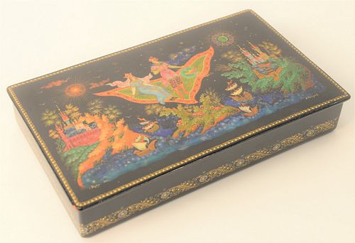 LARGE RUSSIAN LACQUER BOX, HAVING LEGENDS