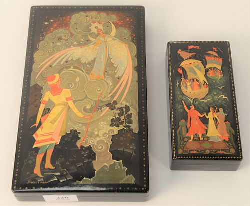 TWO RUSSIAN LACQUER BOXES LEGENDS 37a53f