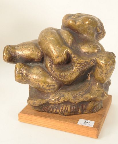 1974 BRONZE FIGURE, OF A LADY PLAYING