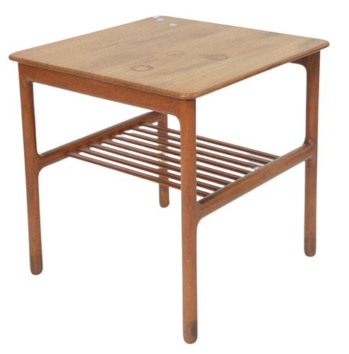 WILLY BECK TEAK SIDE TABLE, HAVING