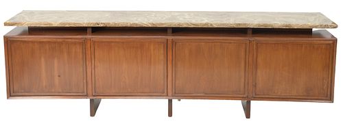 MID CENTURY CREDENZA HAVING MARBLE