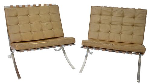 PAIR OF BARCELONA CHAIRS, VINTAGE,