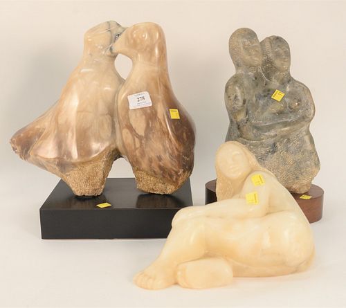THREE CARVED MARBLE SCULPTURES,