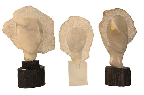 THREE PIECE CARVED MARBLE BUST 37a571