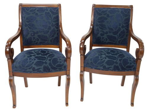 PAIR OF GRANGE OPEN ARMCHAIRS,