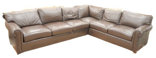 ETHAN ALLEN LEATHER SECTIONAL SOFA,