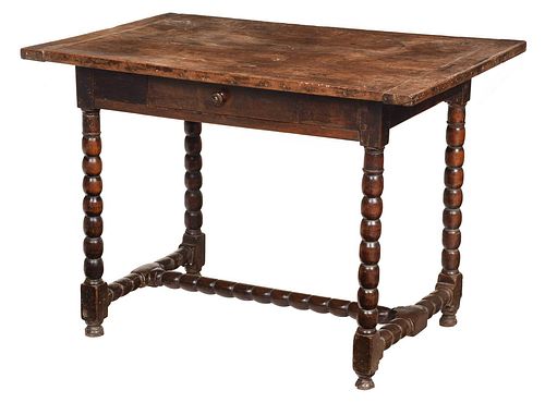 WILLIAM AND MARY STRETCHER BASE TABLE,