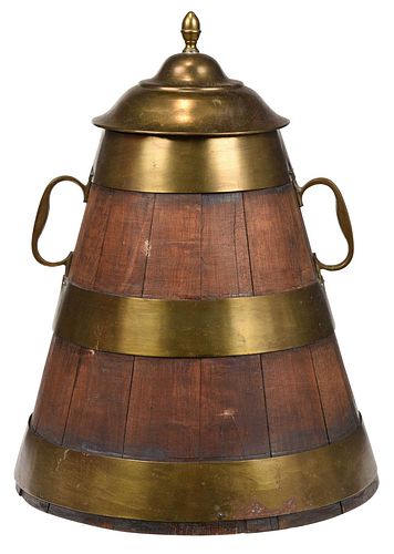 BRASS BOUND LIDDED MILK STORAGE 37a6b3