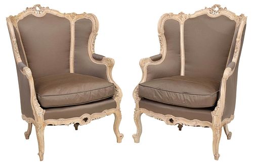 PAIR LOUIS XV STYLE CARVED PAINTED 37a6eb