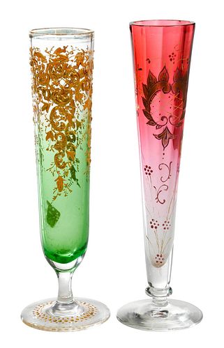 TWO MOSER GLASS BUD VASESCzechoslovakian,