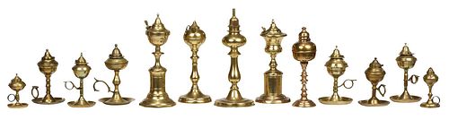 GROUP OF 13 CONTINENTAL BRASS OIL