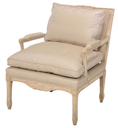 LOUIS XVI STYLE CARVED SILK UPHOLSTERED 37a706