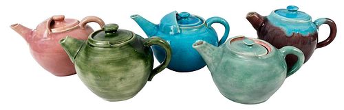 FIVE PISGAH FOREST TEA POTS(Arden,