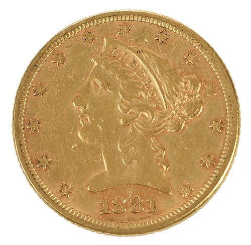 1881 $5 GOLD COINPhiladelphia issue

Provenance: